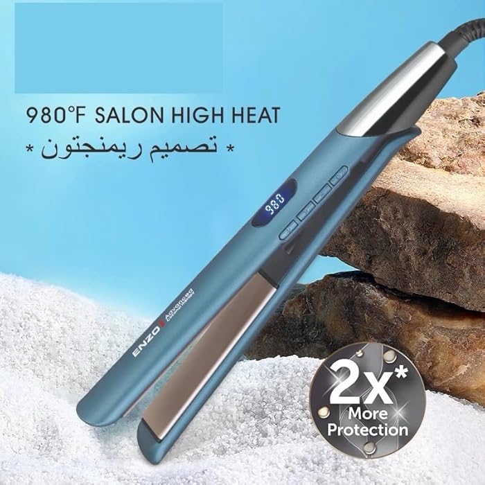Hair Straightener Ceramic Hair Straightener Treatment with Walnut,Professional Hair,Salon Temperature Up to 980 Degrees Fahrenheit,EN-3863 - Image 2